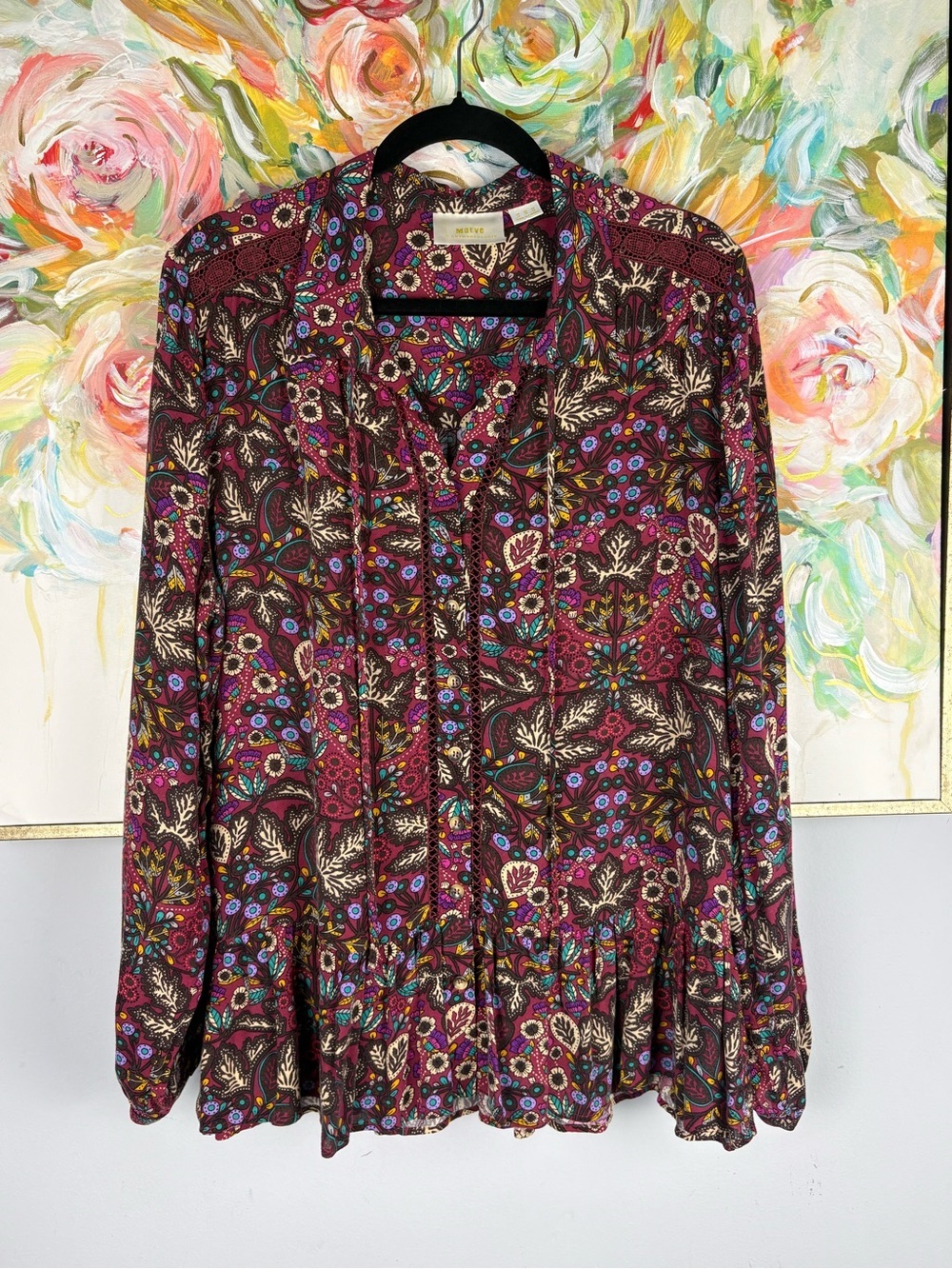 Maeve Anthropologie Floral Peasant Blouse Top Size 12 - Picture 3 of 9